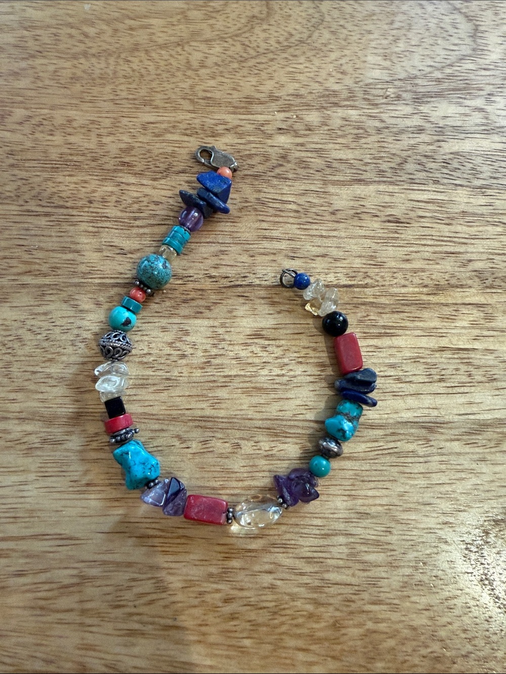 Silpada Multicolor Beaded Bracelet — Turquoise, Purple & Red Accents
